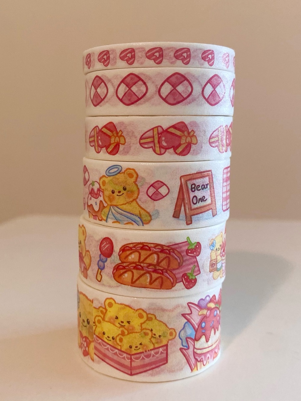 🎀3/$25🎀 Cute Bear & Sweets Decorative Washi Tape Set - (6pcs)